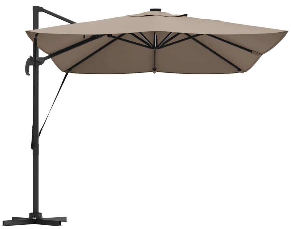 vidaXL Ομπρέλα με βραχίονα Roma με LEDs Ταμπά 352x251x265 cm Αλουμίνιο