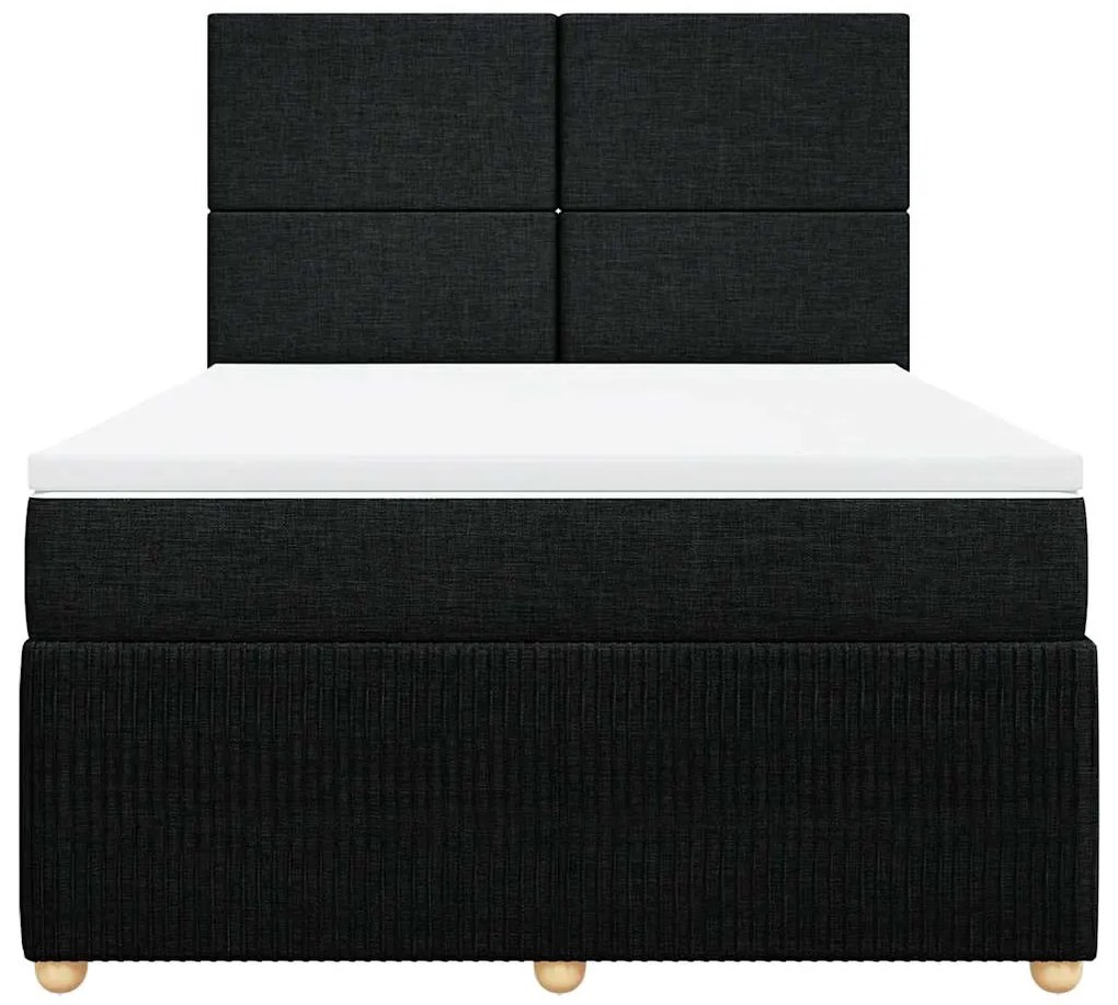 vidaXL Κρεβάτι Boxspring με Στρώμα Μαύρο 140x200 εκ. Υφασμάτινο