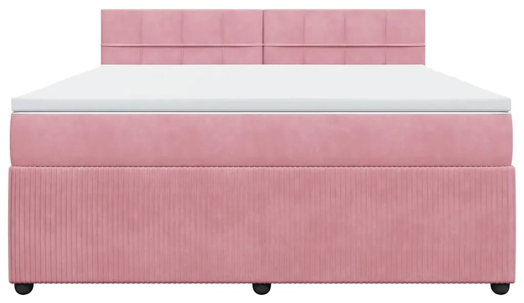 vidaXL Κρεβάτι Boxspring με Στρώμα Ροζ 180x200 εκ. Βελούδινο