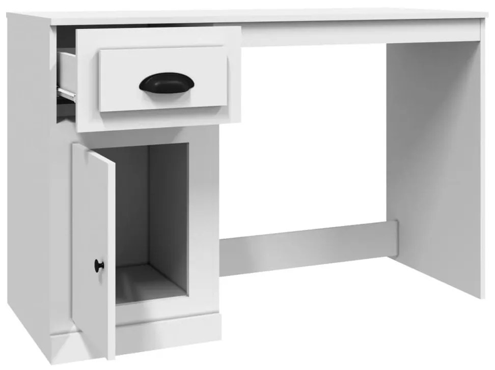 Γραφείο με Συρτάρι Λευκό 115x50x75 εκ. από Επεξεργασμένο Ξύλο - Λευκό