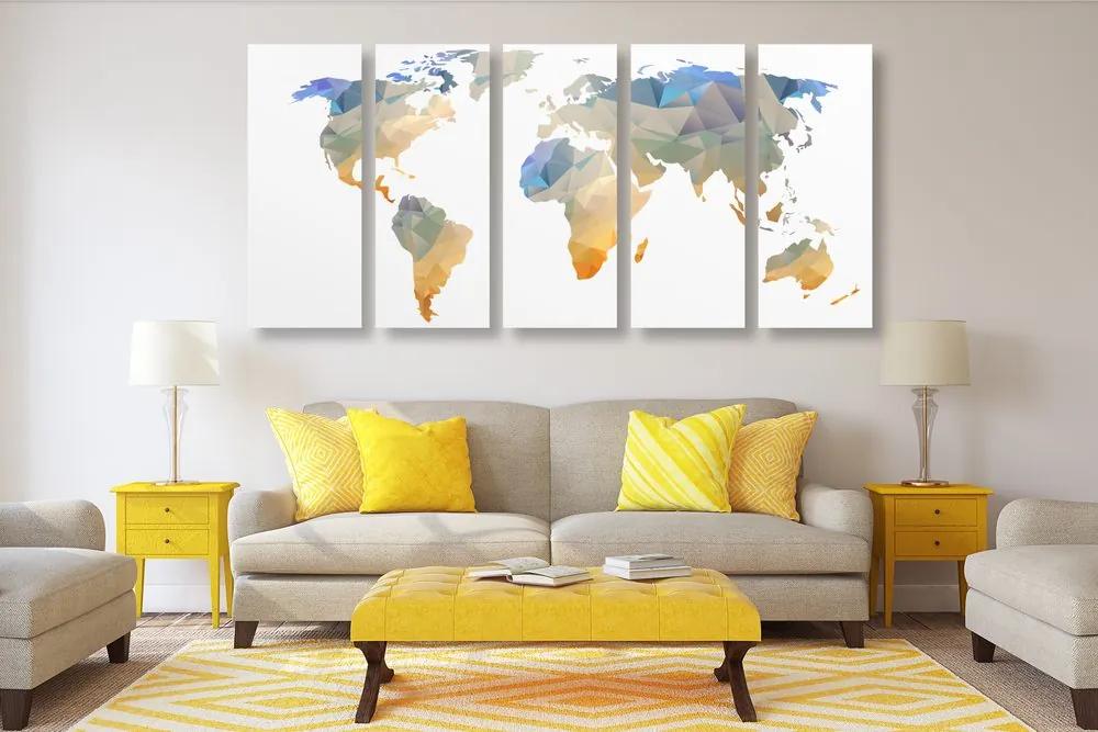 Πολυγωνικός παγκόσμιος χάρτης εικόνας 5 μερών - 100x50
