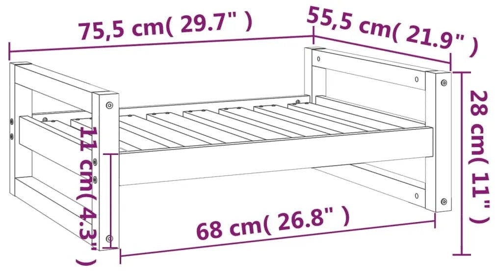 ΚΡΕΒΑΤΙ ΣΚΥΛΟΥ WEISS 75,5X55,5X28 ΕΚ. ΑΠΟ ΜΑΣΙΦ ΞΥΛΟ ΠΕΥΚΟΥ 821478