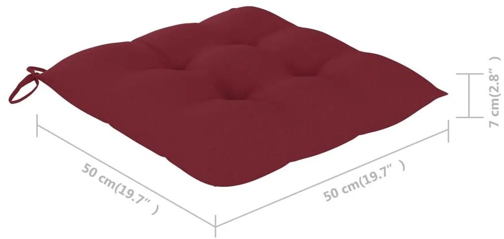 Καρέκλες Κήπου 6 τεμ. από Μασίφ Ξύλο Teak με Μπορντό Μαξιλάρια - Κόκκινο