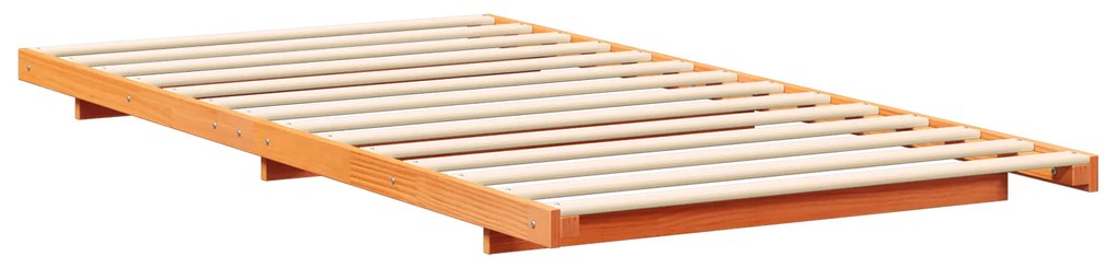 vidaXL Κρεβάτι δαπέδου Καφέ κεριού 100 x 200 cm Μασίφ ξύλο πεύκου