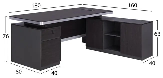 ΕΠΑΓΓΕΛΜΑΤΙΚΟ ΓΡΑΦΕΙΟ ΔΕΞΙΑ ΓΩΝΙΑ HM2092R ROSEWOOD 180X160X76Y εκ.