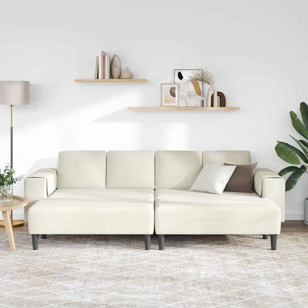 vidaXL Σετ Καναπέ 3 pcs Κρεμ Βελούδο