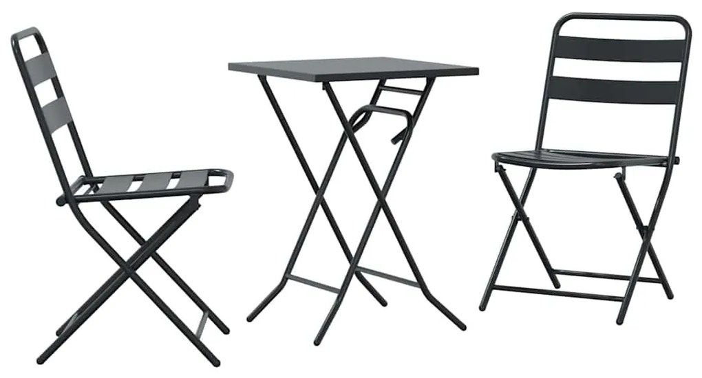 vidaXL Σετ Μπιστρό Κήπου 3 pcs Ανθρακί Ατσάλι