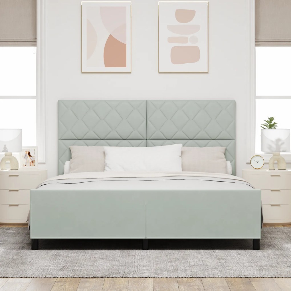 vidaXL Σκελετός Κρεβατιού Ανοιχτό γκρι 180 x 200 cm Βελούδο