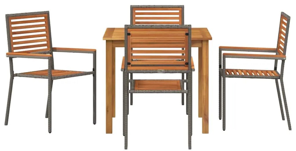 vidaXL Σέτ φαγητού για κήπο 5 pcs Γκρι Στερεό Ξύλο Ακακίας