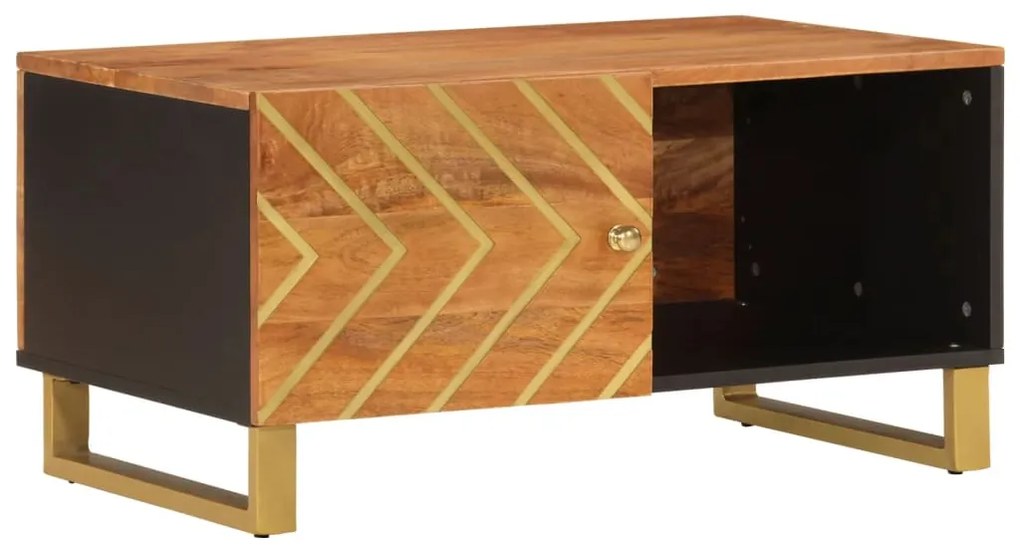 vidaXL Τραπεζάκι Σαλονιού Καφέ/Μαύρο 80x50x40εκ. από Μασίφ Ξύλο Μάνγκο