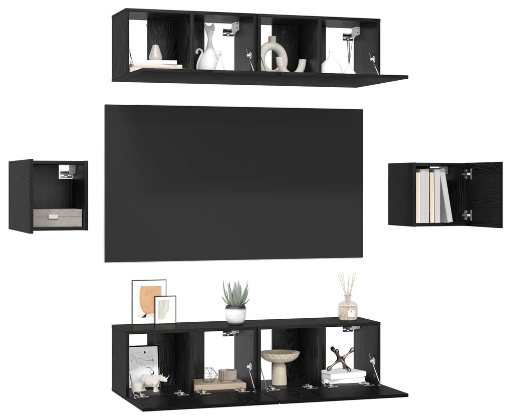vidaXL Σετ επίπλου τηλεόρασης 6 pcs Μαύρη Δρυς 60 x 30 x 30 cm