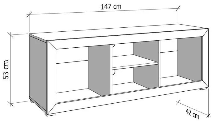 Έπιπλο τηλεόρασης WARWICK 147 3K2V Cashmere matt 148x42x54εκ. 148x42x54 εκ.