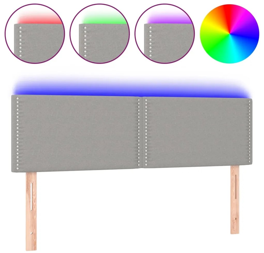 Κεφαλάρι Κρεβατιού LED Ανοιχτό Γκρι 144x5x78/88 εκ. Υφασμάτινο 3121470