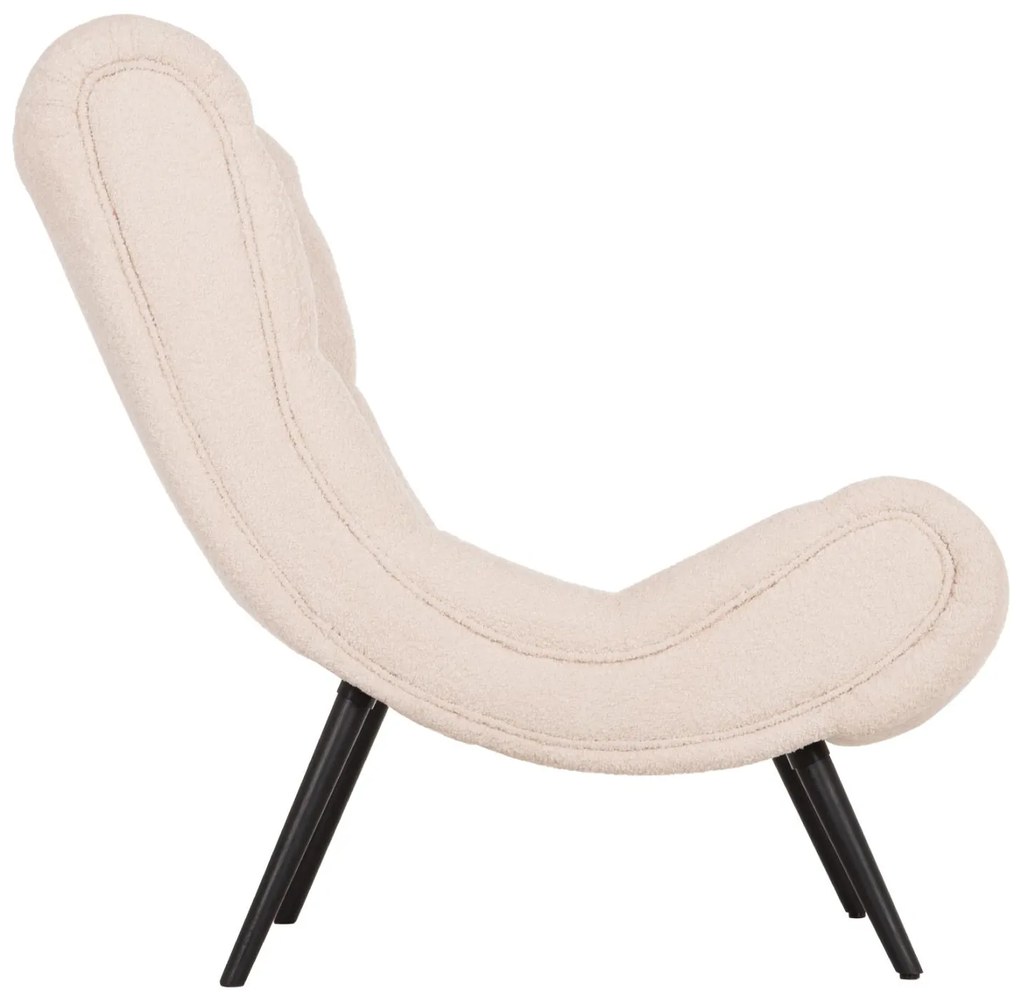 Πολυθρόνα BRYM C9605.06 Εκρού Μπουκλέ Ύφασμα με Μαύρα Ξύλινα Πόδια 97x80x100Υ εκ. 97x80x100 εκ.