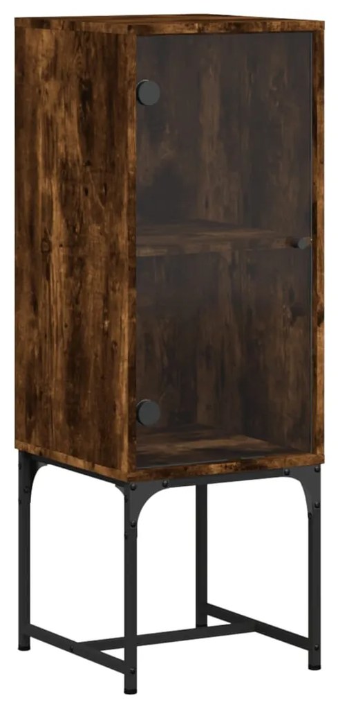 vidaXL Βοηθητικό Ντουλάπι Καπνιστή Δρυς 35x37x100 εκ. Γυάλινες Πόρτες