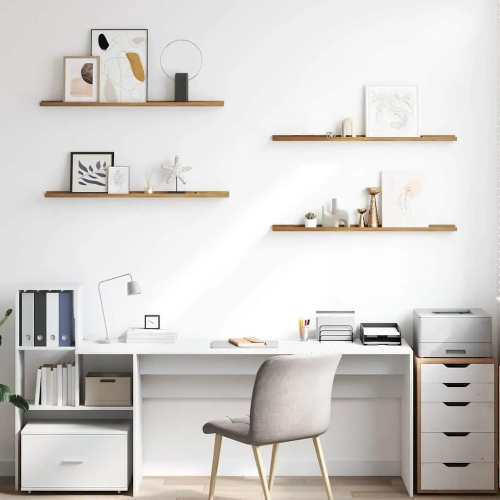 vidaXL Ράφι Τοίχου 4 pcs Καφέ 100 x 9 x 3 cm Επεξεργασμένο ξύλο