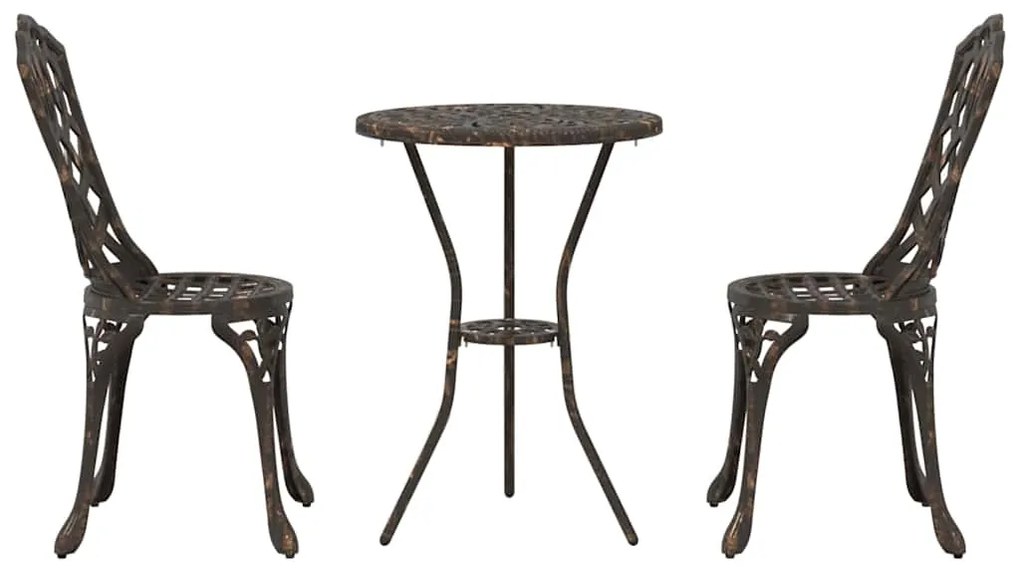 vidaXL Σετ Μπιστρό Κήπου 3 pcs Μπρονζέ Αλουμίνιο