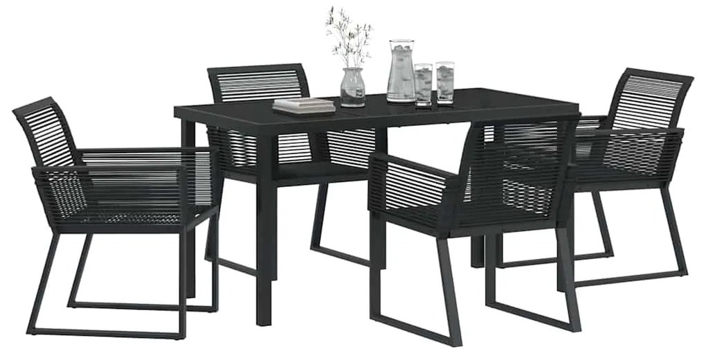 vidaXL Σέτ φαγητού για κήπο 5 pcs Μαύρο Χάλυβας με επίστρωση πούδρας