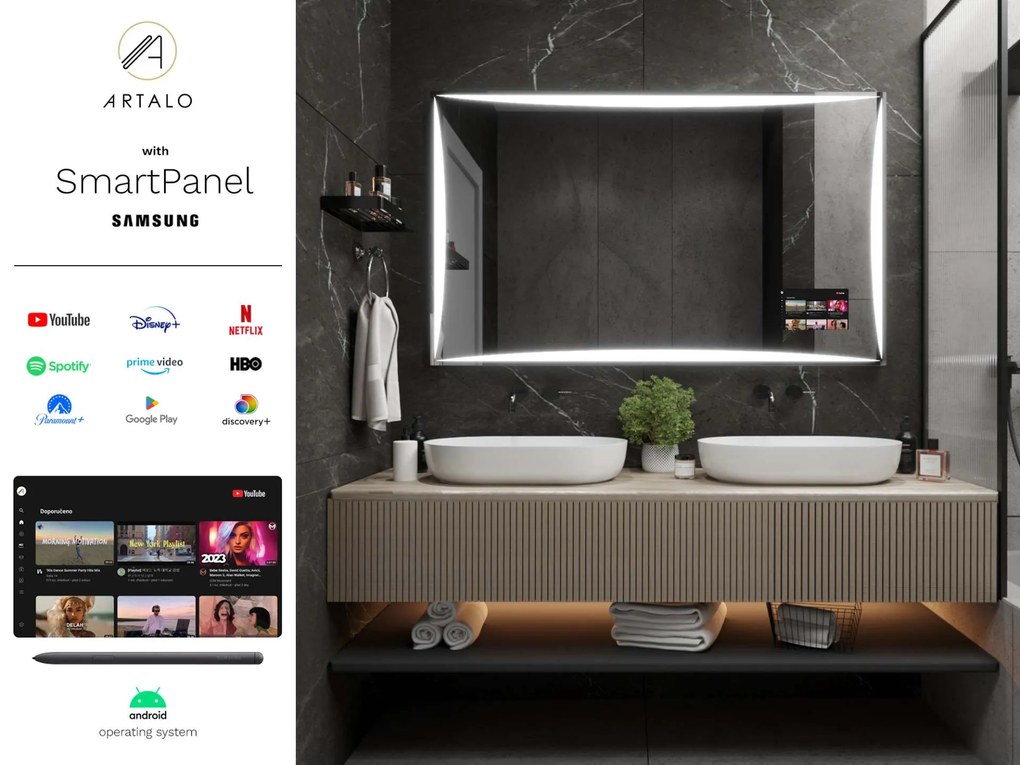 SMART καθρέφτης με φωτισμό LED M5 premium + Samsung SmartPanel
