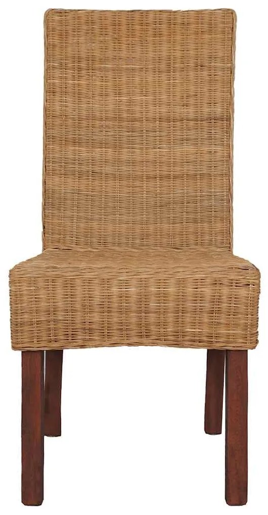 vidaXL Καρέκλες Τραπεζαρίας 2 τεμ. Καφέ από Γνήσιο Ρατάν