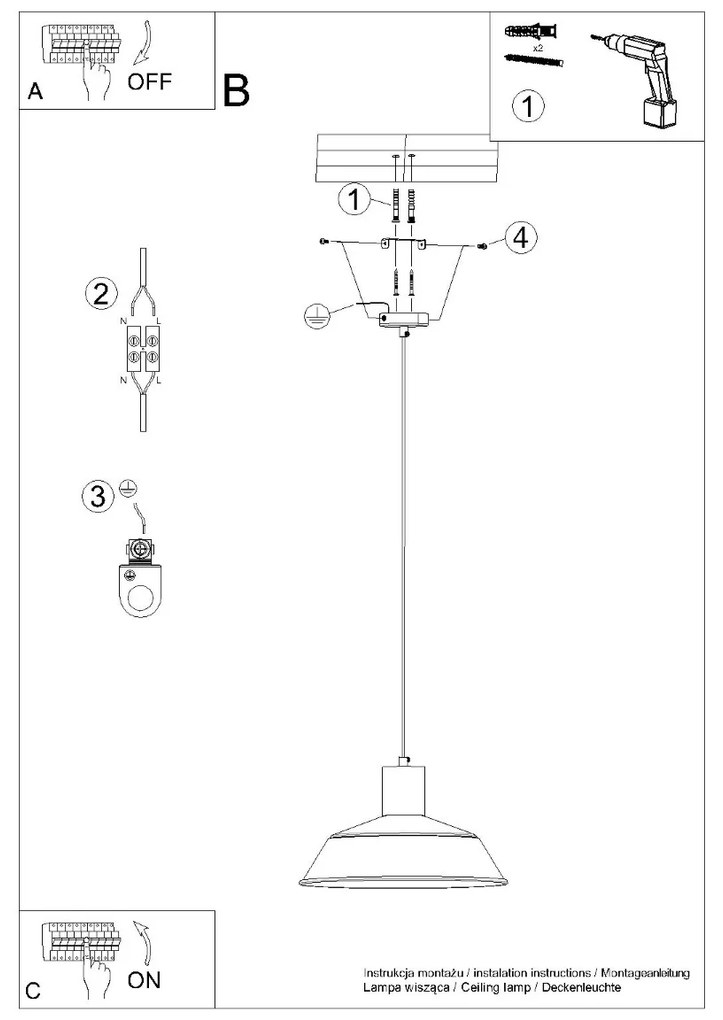 Κρεμαστό φωτιστικό FANO μαύρο,χάλυβας,E27 1x15W LED