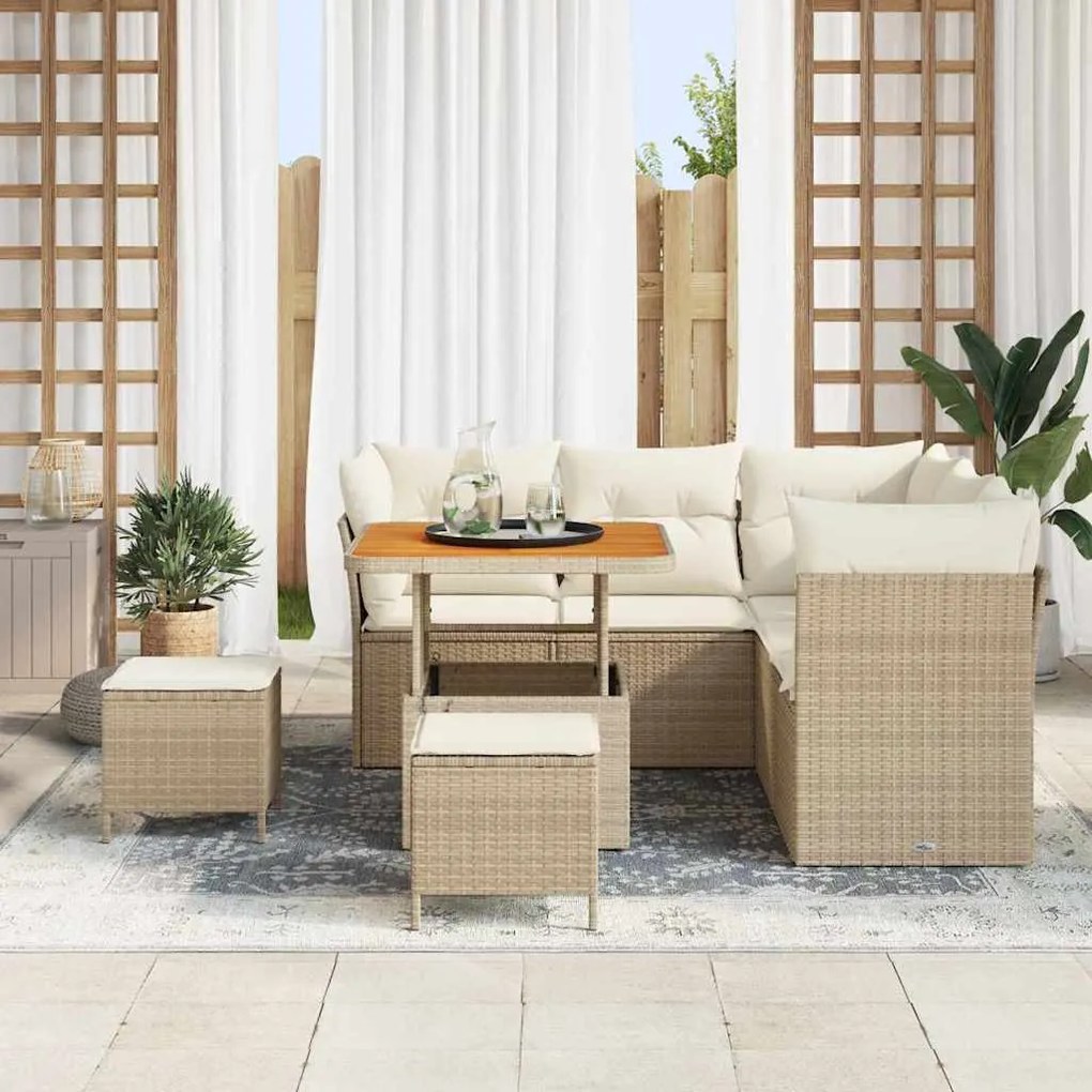 vidaXL Σετ Καναπέ Κήπου 8 pcs μπεζ και κρεμ 80 x 80 x 71 cm