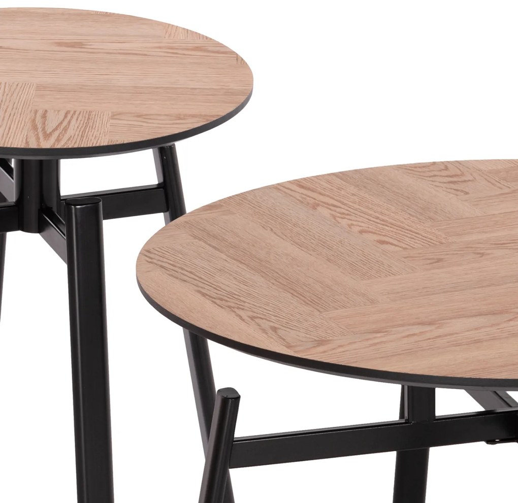 ΣΕΤ 2ΤΜΧ ΤΡΑΠΕΖΙΑ ΣΑΛΟΝΙΟΥ NORTON HM21088 MDF-ΜΕΤΑΛΛΟ Φ80εκ &amp; Φ45εκ