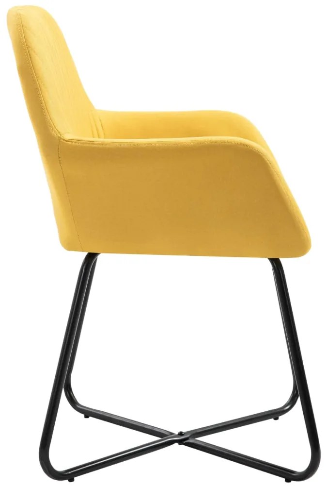 vidaXL Καρέκλες Τραπεζαρίας 2 τεμ Κίτρινες Υφασμάτινες