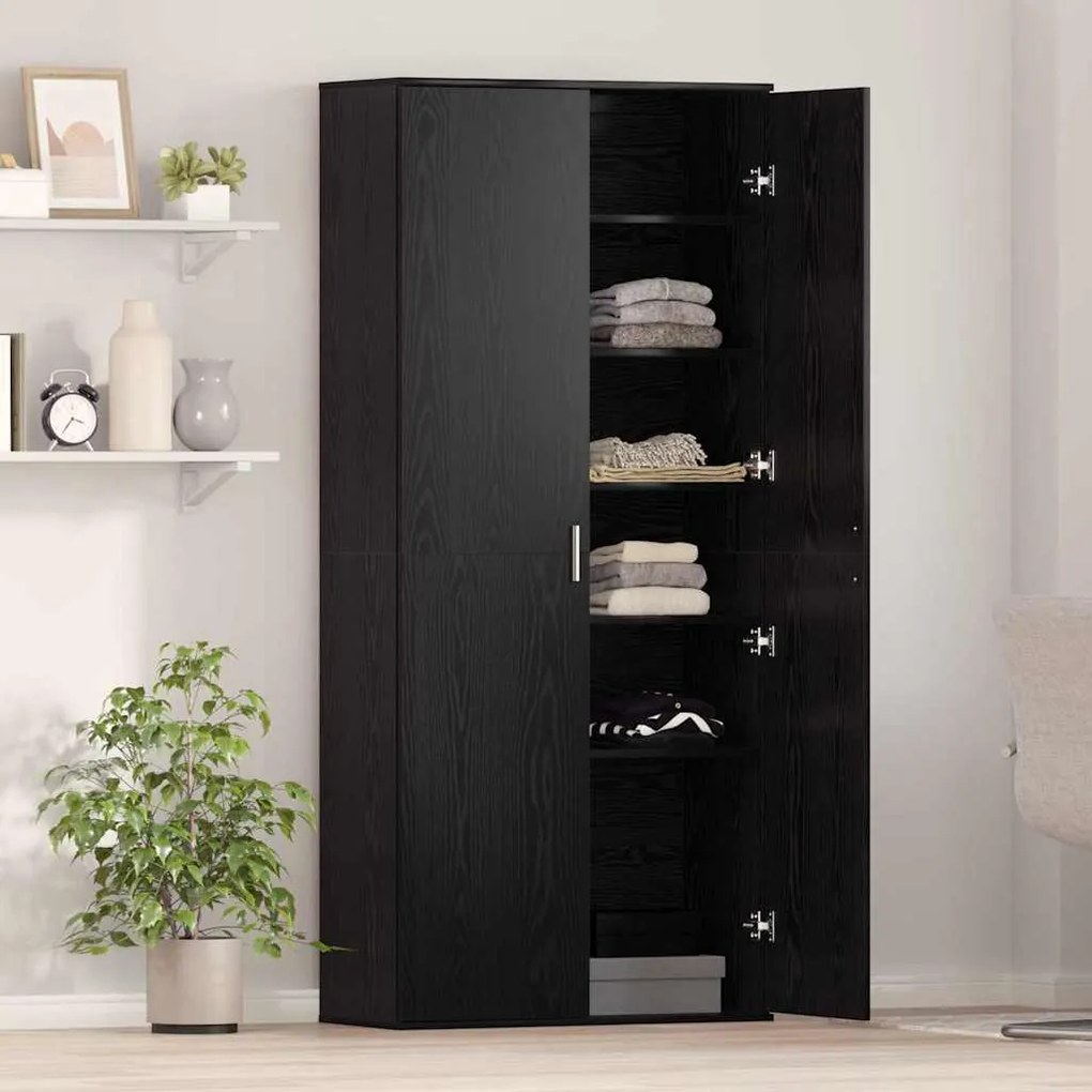 vidaXL Ψηλή Ντουλάπα Μαύρη δρυς 80 x 35 x 180 εκ Επεξεργασμένο ξύλο