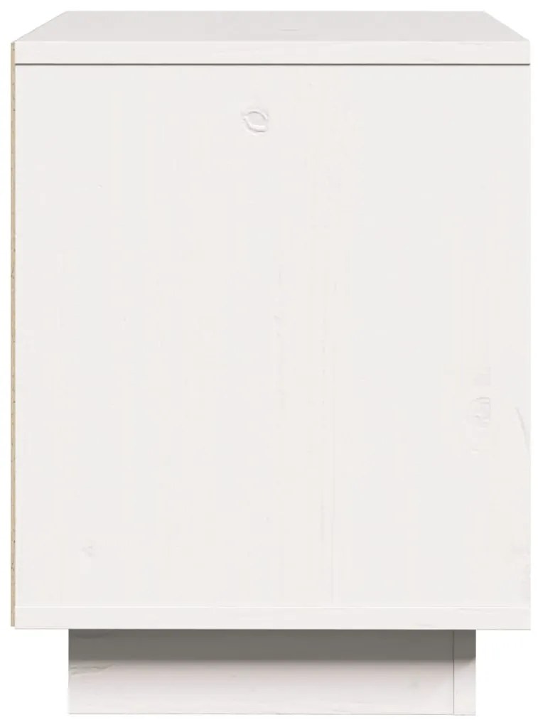 vidaXL Κομοδίνο Λευκό 40 x 30 x 40 εκ. από Μασίφ Ξύλο Πεύκου