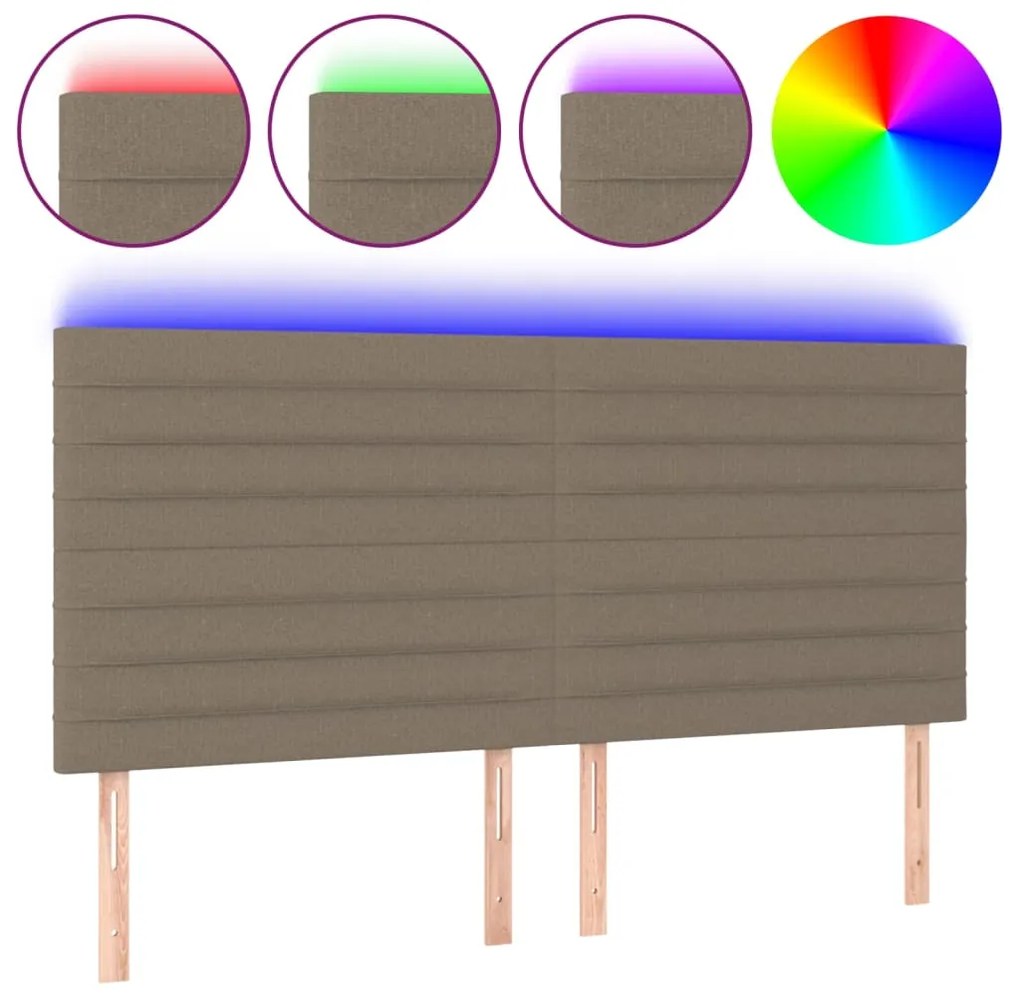 vidaXL Κεφαλάρι Κρεβατιού LED Taupe 200x5x118/128 εκ. Υφασμάτινο