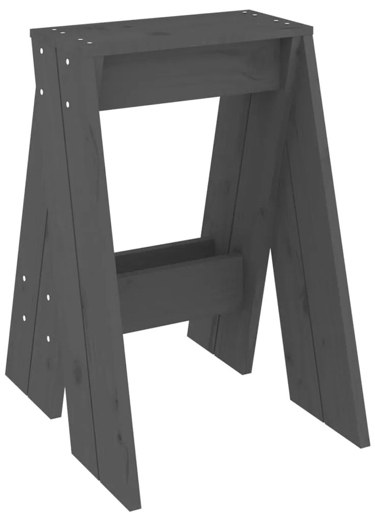 vidaXL Σκαμπό 2 Τεμ. Γκρι 40x40x60 εκ. από Μασίφ Ξύλο Πεύκου