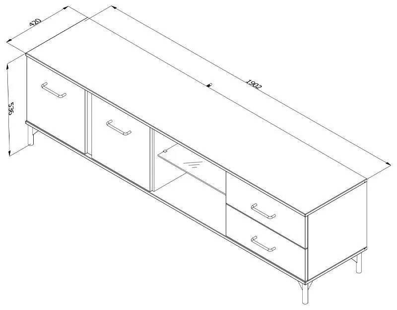 Έπιπλο TV Corsica 190 Flagstaff Oak - Μαύρο 190x42x53,5 εκ. 190x42x53.5 εκ.