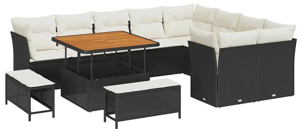 vidaXL Σετ Καναπέ Κήπου 12 pcs Μαύρο συνθετικό ρατάν