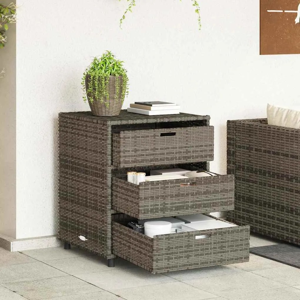 vidaXL Ντουλάπι Αποθήκευσης Κήπου Γκρι 55x59x69 εκ. Συνθετικό Ρατάν