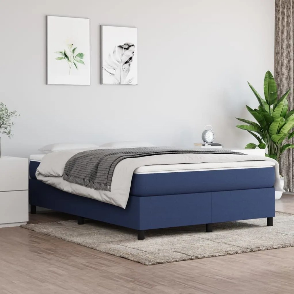 ΚΡΕΒΑΤΙ BOXSPRING ΜΕ ΣΤΡΩΜΑ ΜΠΛΕ 140X190 ΕΚ. ΥΦΑΣΜΑΤΙΝΟ 3144421