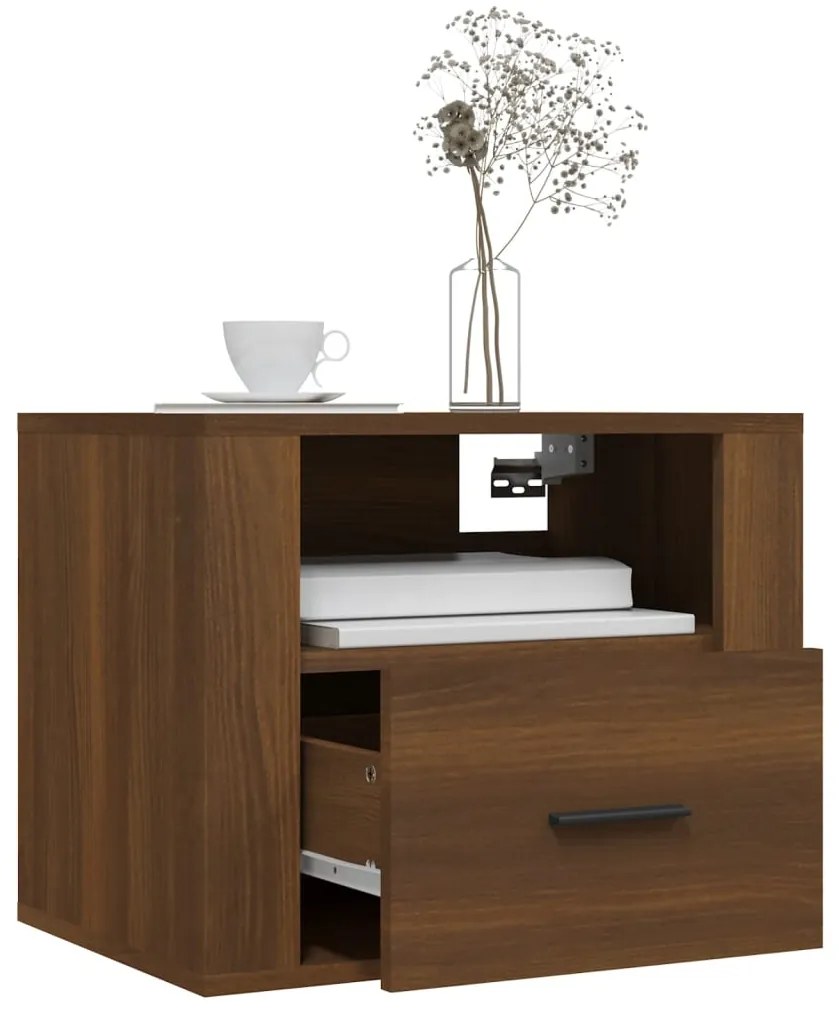 vidaXL Κομοδίνα Επιτοίχια 2 τεμ. Καφέ Δρυς 50x36x40 εκ.