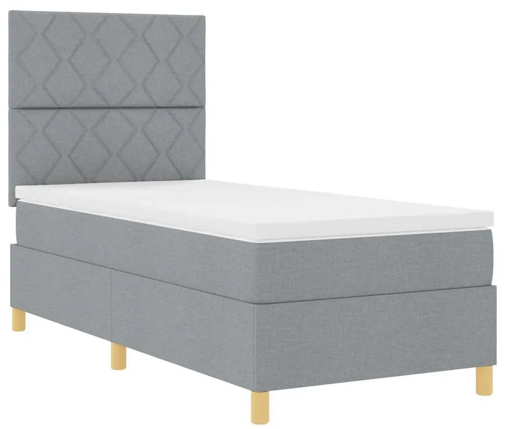 vidaXL Κρεβάτι με ελατήρια Ανοιχτό γκρι 100 x 200 cm ύφασμα