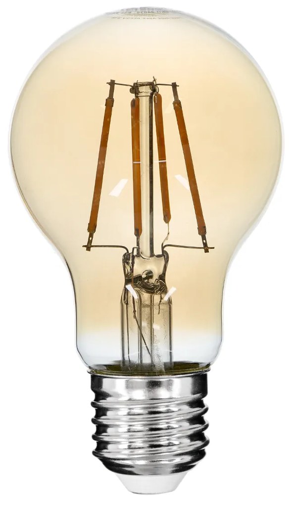 GloboStar 99036 LED Long Filament Bulb E27 A60 Globe 6W 550lm 360° AC 220-240V IP20 D6 x H10.5cm Ultra Θερμό Λευκό 2200K με Μελί Γυαλί - Dimmable - 3 Years Warranty