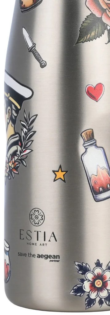 ESTIA ΘΕΡΜΟΣ TRAVEL FLASK SAVE THE AEGEAN 500ml OLD SCHOOL INK