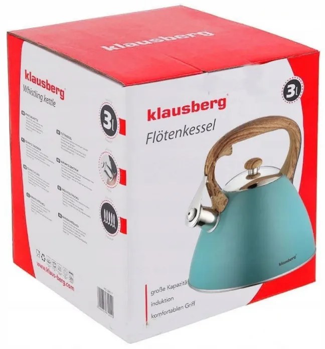 Τσαγιέρα Klausberg KB 7263, 22 cm, 3 l, Σφυρίχτρα ατμού, Επαγωγή, Μπλε