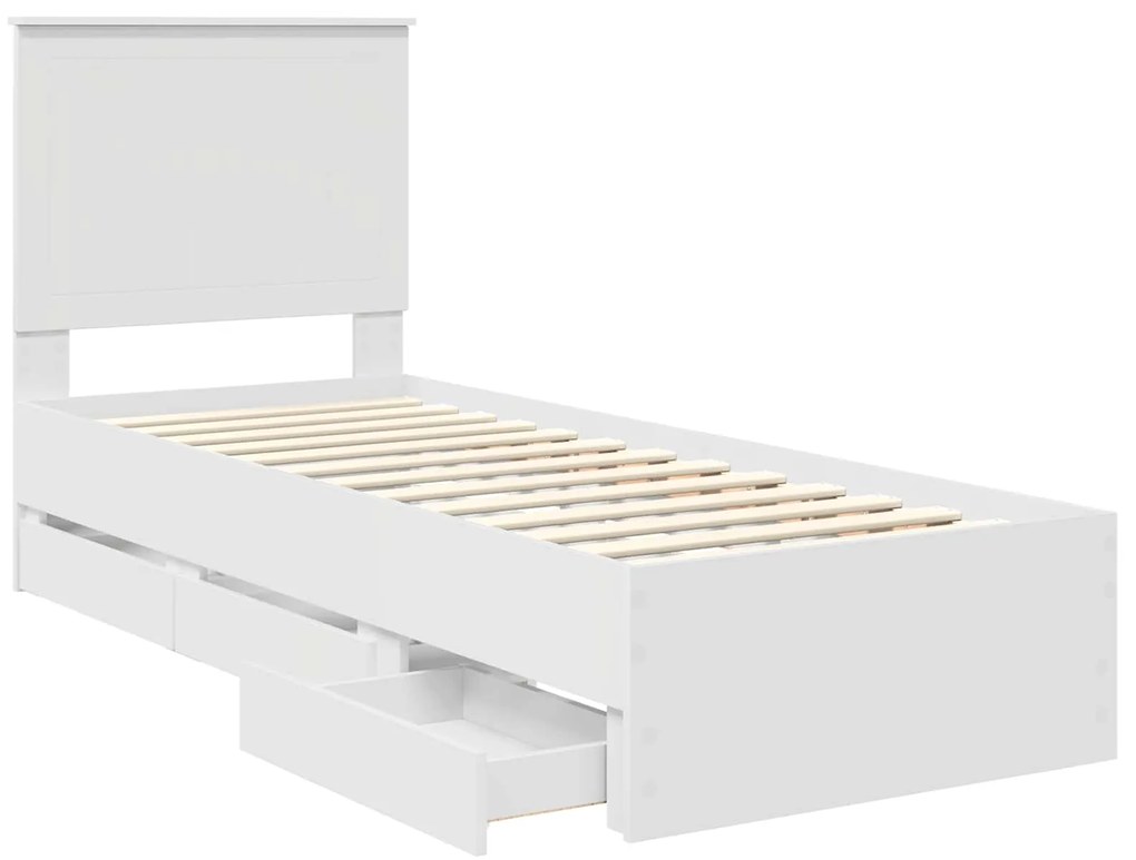 vidaXL Σκελετός Κρεβατιού Λευκό 75 x 190 cm Μηχανήματος Ξύλο