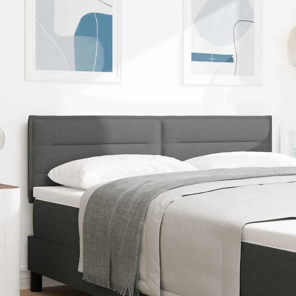 vidaXL LED κεφαλάρι με φώτα λωρίδας LED Σκούρο γκρι 160 cm ύφασμα