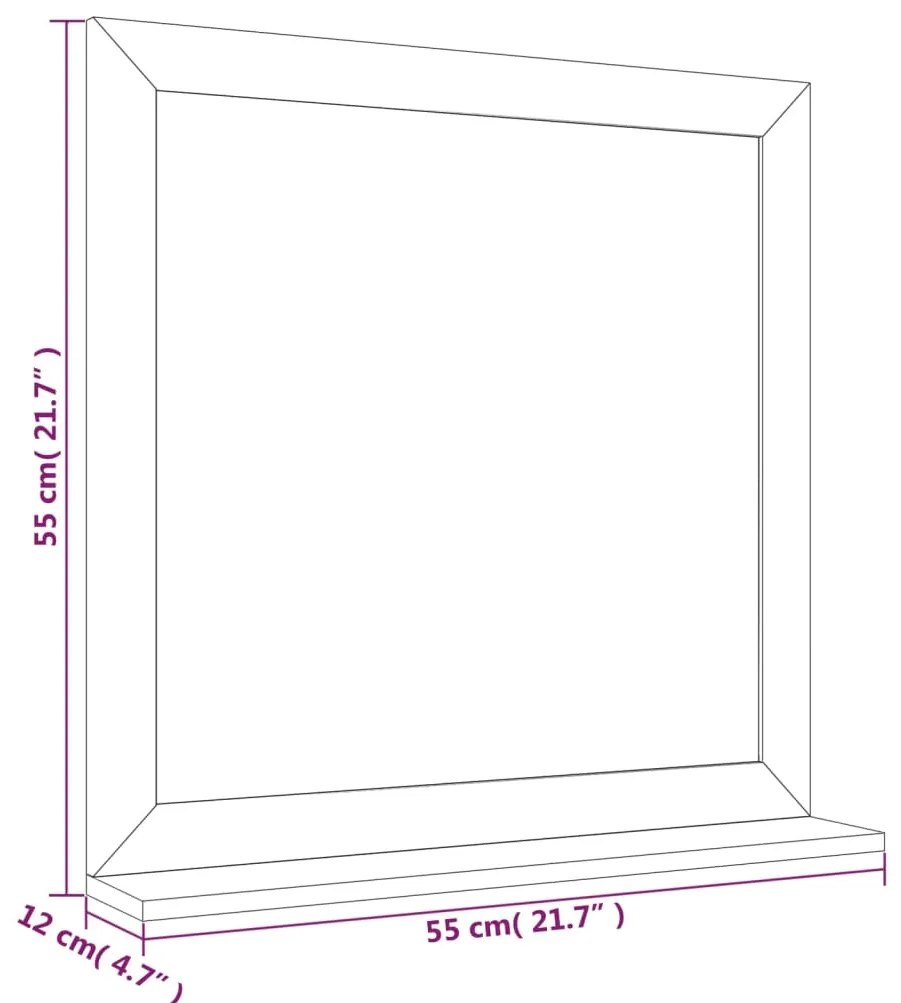 vidaXL Καθρέφτης Τοίχου 55 x 55 εκ. από Μασίφ Ξύλο Καρυδιάς