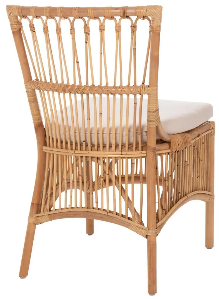 Καρέκλα THALIN Rattan σε Φυσικό και Μαξιλάρι Λευκό 53x58x91Υεκ. 53x58x91 εκ.