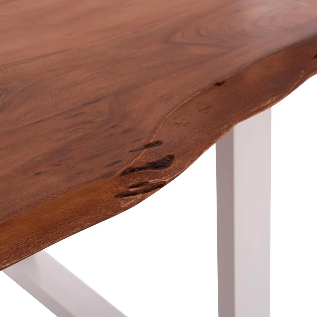 Τραπέζι MONTANA C8336.12 από Ξύλο Ακακίας 4εκ. &amp; Μεταλλικά Λευκά πόδια 160x90x77Υεκ. 160x90x77 εκ.