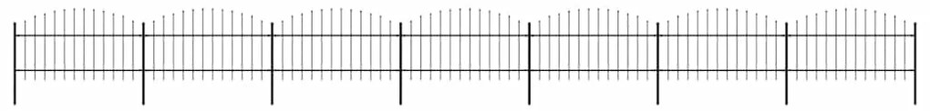 vidaXL Φράχτης Κήπου με Κορυφή Δόρυ Μαύρος Ατσάλινος 1248 x 125 εκ.