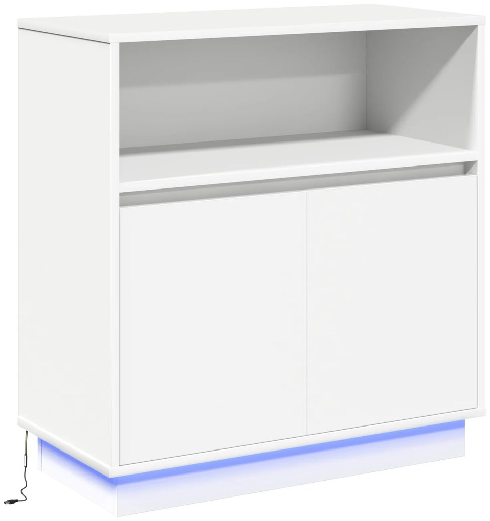 vidaXL Μπουφές με LED Λευκό 71x34,5x75 εκ Κατασκευασμένο Ξύλο