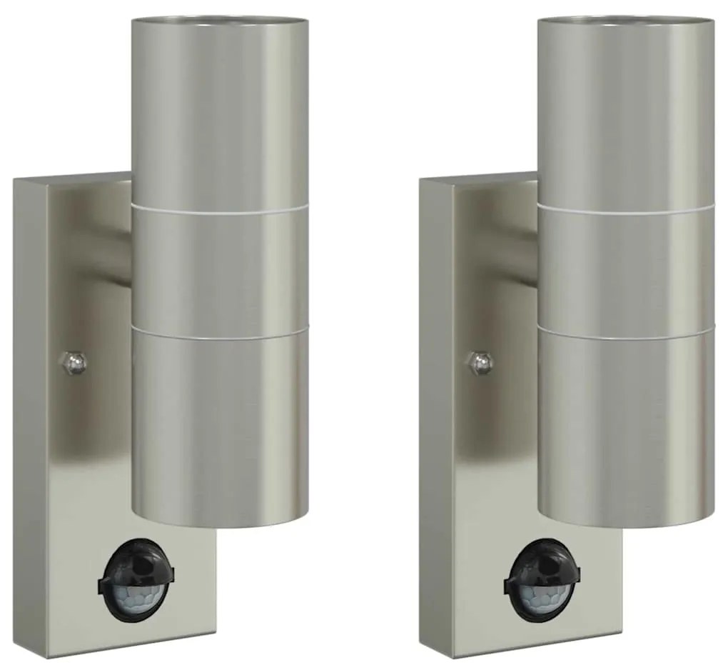 vidaXL Εξωτερικά Φωτιστικά Τοίχου 2 pcs Ασημί 7 x 10 x 22 εκ