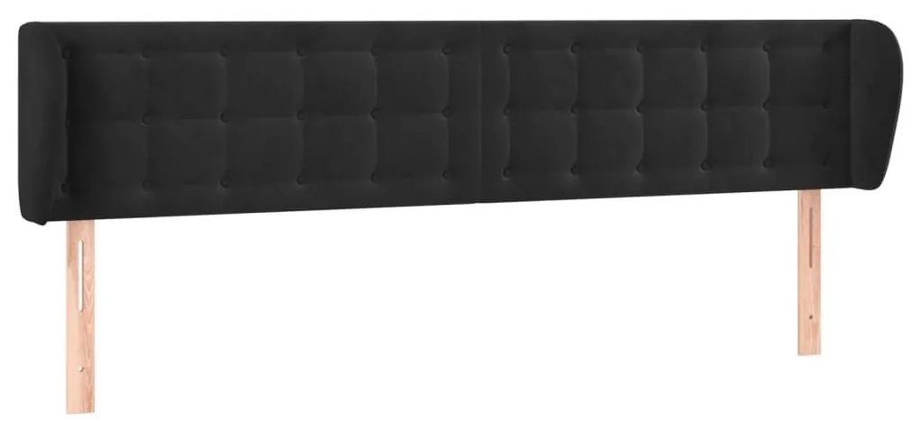 Κεφαλάρι με Πτερύγια Μαύρο 163x23x78/88 εκ. Βελούδινο - Μαύρο